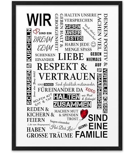 Urhome Kunstdruck „Definition Familie“ DIN A4 – Wandbild Ohne Rahmen, Auf 160 G/m² Papier, Geschenkidee Für Familie & Freunde