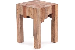 DESIGN DELIGHTS Sgabello in legno anticato Natura | 40 x 30 x 30 cm (altezza x larghezza x profondità) | Sgabello in legno | Colore: 01 naturale vintage