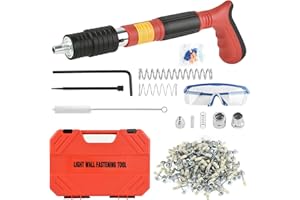 KEDIFOAI Pistola de clavos manual con 110 clavos redondos, pistola de clavos de pistola portátil, pistola de uñas ajustable para pistola de clavos de acero pistola para uñas pistola (Red)