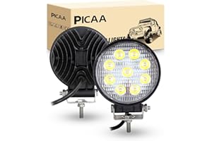 PICAA Foco de Trabajo LED 2PCS 4 Pulgadas 27W Ronda Spot Tractor 12V-24V 6000K Para Tractores IP68 Impermeable Luz de Niebla Coche, SUV, UTV, ATV, Off-road, Camión, Moto, Barco