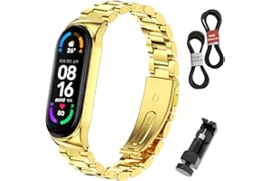BDIG Mi Band 5 pasek Mi Band 6 bransoletka wymienna, metalowy pasek na nadgarstek ze stali nierdzewnej, akcesoria do Xiaomi Mi Band 4 Miband 3, złoty