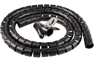DURDIIY Spiralny wąż kablowy 16 mm x 3 m, uniwersalny wąż kablowy, do przechowywania kabli, rura wiązkowa, menedżer linii, samozamykający się, osłona kabla (czarny)