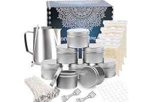 TEPENAR Kit per la produzione di candele: strumenti fai da te per candele in cera d'api con contenitore resistente al calore, 8 barattoli di candele, pinze, cucchiaio, stoppini e cera d'api