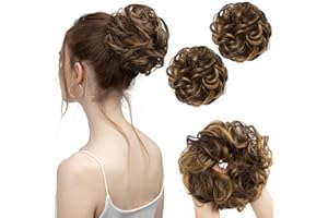 SARLA 2PCS Messy Hair Bun Hair Piece Small Scrunchies Synthetic Bun Hairpieces for Women Girls Updo Hair Extensions (Iced Mocha)