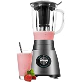 Cecotec Glass Blender Power Black Titanium 2500MAX Pro. 1800W, 22000 RPM, 6 Titanium Blades, 1.8L Thermal Resistant Jug, 5 Sp