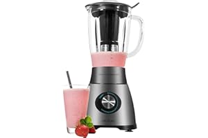 Cecotec Batidora de Vaso Power Black Titanium 2500MAX Spatula. 1800W, 22000 RPM, 6 Cuchillas Titanio, Jarra Termorresistente 1.8L, 5 Velocidades, Turbo, Filtro Licuado, Metaluxe, Cierre Hermético