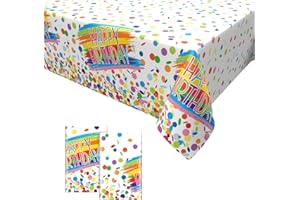 GRESATEK 2PCS Rainbow Table Covers,Happy Birthday Table Covers Colourful Birthday Tablecloths Rainbow Theme Birthday Baby Shower Party Decoration 137 x 274cm