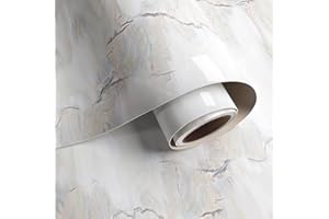 VaryPaper Papier Peint Marbre Blanc 40cmx200cm Papier Autocollant Marbre Papier Adhésif Décoratif Papier Adhesif Pour Meuble Cuisine Papier Peint Salle de Bain Vinyle Chambre Armoire Tableau
