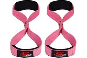 SAWANS Lifting Straps Padded Grip Figure 8 Wrist Straps Weight Heavy Duty Double Loop Bodybuilding Training Gym Straps Hand Bar Non Slip Deadlift Support Strong Cuffs Powerlifting
