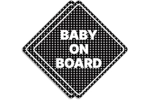 GEEKBEAR Baby on Board Sticker or Magent for Cars - 2 Pack Safety Signs, 6.8 x 6.8 in (Sticker, Black)