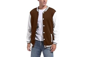 DHSPKN Men's Varsity Baseball Jacket Causal Slim Fit Varsity Letterman Jacket Boys Bomber Jackets