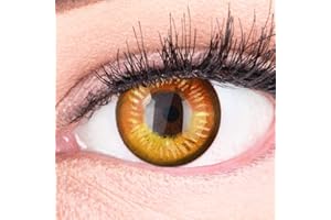 Lentilles couleur cosplay - manga, anime Brown Pour Halloween, fantaisie, Carnaval + étuis à lentilles de contact I 1 paire (2 pièces) I sans correction I 0,00 Dioptries MERALENS