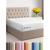Fitted Sheet 160x200 - Microfibre Pocket 40cm (16") Adjustable - White | Soft, Breathable, Wrinkle, Non-Iron, Brushed, Elasti