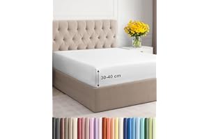 CGK UNLIMITED King Fitted Bed Sheet – Extra Deep Pocket – Fits Mattress up to 40cm (16") – Soft Brushed Microfiber – OEKO-TEX Certified – Shrinkage and Fade Resistant – Bottom Sheet, White Colour, 150 x 200cm