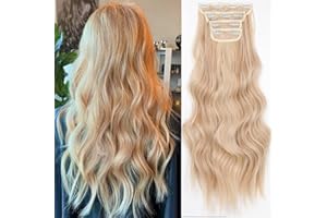 Clip in Hair Extensions Juego de 24 Pulgadas 4 Piezas Rizado Clip de Extensión de Cabello, Piezas de Cabello Para Mujeres YDDM Fibras de Cabello Sintéticas
