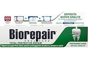 Biorepair, Dentifricio Total Protective Repair, Ripara lo Smalto, Protegge da Placca, Tartaro e Carie, Ripara lo Smalto, Mantiene l'Alito Fresco, Dentifricio Senza Fluoro, 60 ml