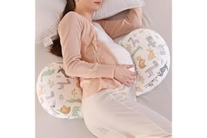 WQU Schwangerschaftskissen, Mutterschaftskissen zum Schlafen, Schwangerschaftskissen Unterstützung für Rücken, Bauch, Hüften, Beine für Schwangere, Abnehmbar und verstellbar mit Kissenbezug