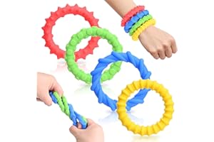 Peevisap 4 Piezas Juguetes Sensoriales Autismo, Antiestrés Niños, Fidget Toys, Pulsera Niño, Pulsera de Silicona, Tacto, Estiramiento, Alivio del Estrés, Atención Dirigida