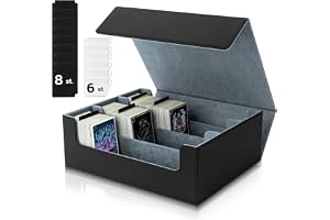 Tolesum kortlåda för MTG, Gathering kortlåda för 1 800 kort med skiljeväggar, PU-läder stark magnetisk samlarkorts-förvaringslåda, kompatibel Magic Commander TCG-kort-svart och