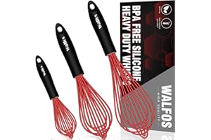 Walfos 3 sztuki trzepaczek do ubijania wody, z silikonu, stal nierdzewna, do mieszania, ubijania, spieniania i mieszania