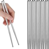 Orret Home 5 &Ccedil;ift Paslanmaz &Ccedil;elik Chopsticks &ndash; Metal &Ccedil;in Yeme &Ccedil;ubuğu Seti, Kaymaz Sushi ve Noodle &Ccedil;ubuğu, Yeniden Kullanılabi