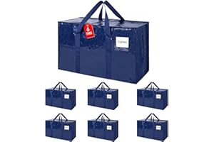 ZFWDSY Umzugstaschen 93 L, 6er-Pack Aufbewahrungstaschen mit Reißverschluss, Umzugskartons Heavy Duty Extragroß, Packtaschen für Umzugsbedarf, Faltbare Reisetasche oder moving bag