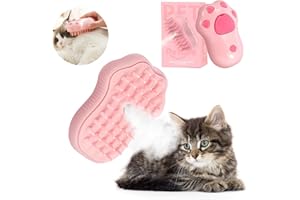 DONGTATA Cepillo de Vapor para Gatos 3 en 1 Steamy Cat Brush Cepillo de Vapor para Gatos para Masaje Vepillo de Vapor Autolimpiable para Gatos Perros para Cachorros de Gatos Cortos, Medianos y Largos