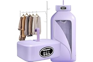 ODIKALA Secadora eléctrica portátil, mini secadora de ropa de 600 W, 2 velocidades, con bolsa de secado, desinfección por rayos ultravioleta, silenciosa y eficaz para apartamento de viaje camping (violeta)