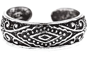WINDALF Boho Zehenring ALMINA 5 mm Ornamentik Midiring Antik 925 Sterlingsilber