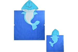 COZLLY Hooded Towel for Kids Poncho Towel Hooded Swimming Towels Soft Cotton Kids Bath and Beach Towels Wrap Absorbent Toddler Beach Towel Blanket Pool Swim Towel for Boys Girls 2-6 Years Old (Dolphin)