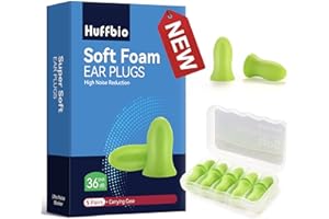 HUFFBIO Tapones Oídos Ruido Dormir, 5 Pares de Tapones para Los Oídos de Espuma 36dB SNR, Súper Suaves y Reutilizables, para Antironquidos, Ruido de Construcción, Trabajo, Viajes, ProteccióN Auditiva