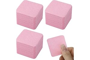 PAEFIU 300pcs Coton Ongles Gel Non Pelucheux, Cleaner Degraissant Lingettes Vernis Semi Permanent - Rose