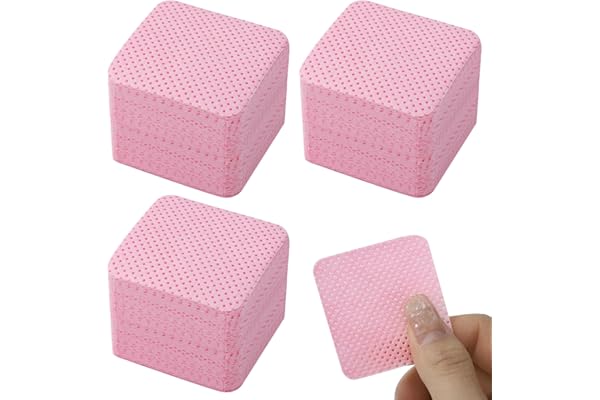 300pcs Coton Ongles Gel Non Pelucheux, Cleaner Degraissant Lingettes Vernis Semi Permanent - Rose