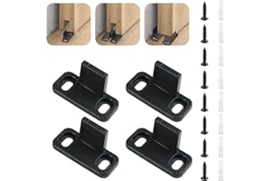 Duluok 4 guías de suelo para puerta corredera con tornillos y tubos de expansión, para puertas correderas (negro)