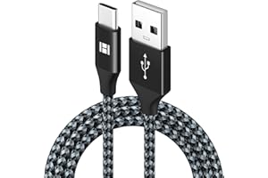 HANKN USB C Cable 2m 6.6ft Fast Charge, Nylon Braided USB Type C Cable 3A Cord Data Sync Charger for Samsung Galaxy Note Pixel PS5 PS6 Xbox Controller Nintendo Switch Powerbank Mobile Phone, Black