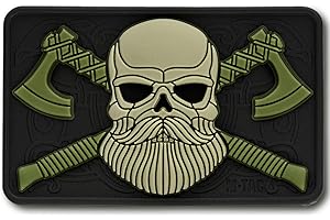 M-Tac Morale Patch Barbe Tête de Mort Tactique Patchs 3D PVC Crochets, Black/Olive