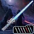 BuyCard Light Saber for Kids, Light up Saber by 7 Colors Changeable, Rechargeable Electronic Extended Lightsaber Sword Customizable Role Play Toy for Halloween Fancy Dress Parties Ages 3 and Up Sliver
