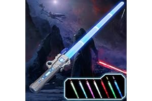 BuyCard Light Saber for Kids, Light up Saber by 7 Colors Changeable, Rechargeable Electronic Extended Lightsaber Sword Customizable Role Play Toy for Halloween Fancy Dress Parties Ages 3 and Up Sliver