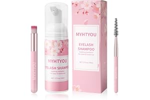 BREYLEE Eyelash Extension Cleanser, Eyelash Extension Shampoo 60ml+2 Cleansing Brushes+Mascara Wand Eyelash Foam Cleanser For Extensions and Natural Lashes,Paraben & Sulfate Free, Salon and Home Use