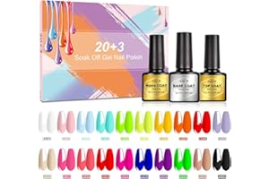 SHOWNAIL Gel Nail Polish Set, 23Pcs Glowing in Dark Soak Off Gel Polish Set with Base Glossy Matte Top Coat, Neon Mint Red White Black Gel Nail Gel Kit Diy Collection Christmas Gifts