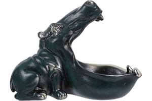 Amosfun Hippo Statue Candy Dish, Large Mouth Hippo Figurine Desktop Organizer, Entryway Key Bowl, Versatile Storage Bowl for Home, Office