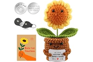 EKKONG Tournesol Crochet Pocket Hug, Tournesol Positif, Tournesol De Soutien Émotionnel avec Porte-clés Motivant, Carte, Décoration Maison/Bureau Anti-Stress, Cadeau Positif pour Femme, Amie (E)