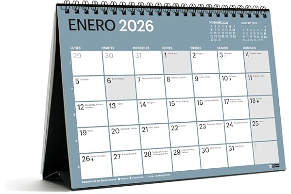 Miquelrius - Calendario 2026 de sobremesa Chromat, Organizador anual A5: 210 x 148,5 mm, Espacio para anotar, Encuadernación espiral doble, 9 colores interiores, Planificador 12 meses, Español