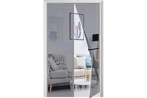 Panngu Mosquitera Puerta Magnetica 80x240cm, Cortina Mosquitera Puerta Exterior Actualización en 2024, Cortinas Mosquiteras para Puertas con Imanes Puerta del Balcón, Puerta Patio - Gris