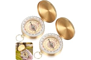 KEBITEDAMAI 2 Pz Bussola Professionale, Bussola per Navigazione, Bussole Tascabile, Portatile Bussole Luminosa Impermeabile per Campeggio, Viaggi, Escursionismo, Sport (Oro)