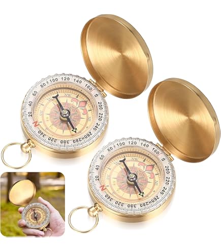 Boussole Vintage En Laiton Avec Chaîne – Mini 5 Cm, étanche, Pour Randonnée, Camping, Survie Et Navigation