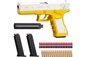 AYCMOY Pistola giocattolo in plastica, simulazione Glok con set di accessori, pistola giocattolo per bambini con 40 teste in schiuma, divertenti armi giocattolo (oro)