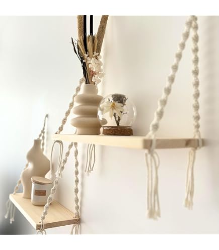 BMIDRUT Tapisserie Macramé Coton Tissée Main Avec Pompons - Décoration Murale Bohème 45x75 Cm Pour Chambre Et Salon