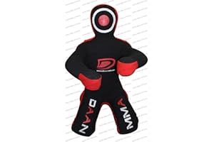DAAN MMA Grappling Dummy - Judo Punching Bag,Unfilled - Sitting Position - Brazilian JIU Jitsu Submission Grappling Dummy Sitting Dummy Wrestling Dummy (Canvas Red, 47" Up to 77 lb – Unfilled)