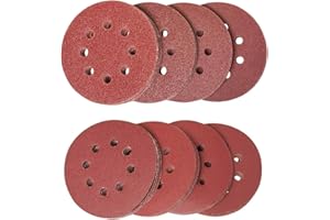 Goysen 80pcs 125mm Sanding Discs, Hook and Loop 10 x 40/60/80/120/180/240/320/400 Mixed Grit, 5 Inch 8 Hole Round Sanding Discs Pads for Random Orbital Sander